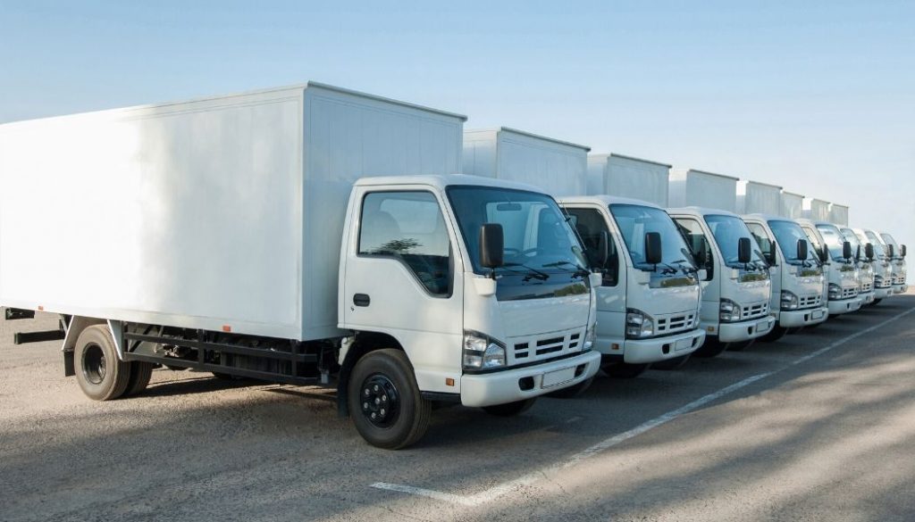 parked straight trucks