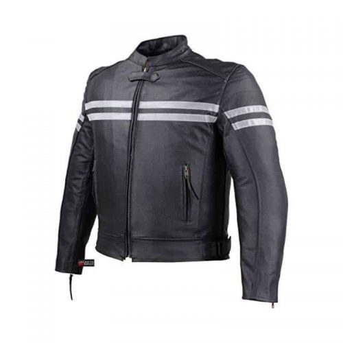 CE Armor Moto Leather Motorcycle Jacket for Men color black