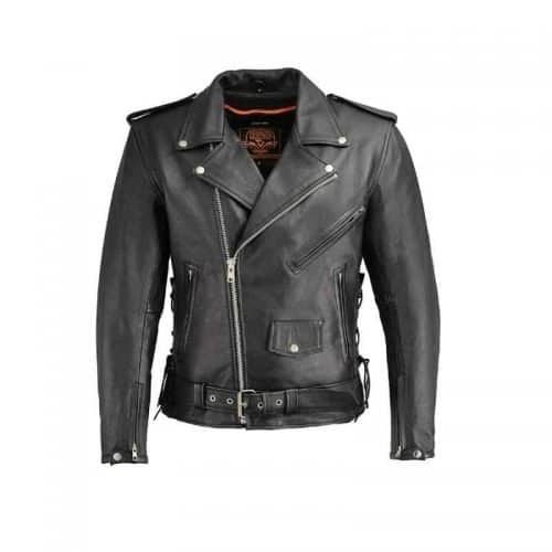 Milwaukee leather motorcycle jacket for men colored black